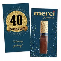 10x PODZIĘKOWANIA NA 40 URODZINY DLA GOŚCI merci lat - premium - GRANATOWY