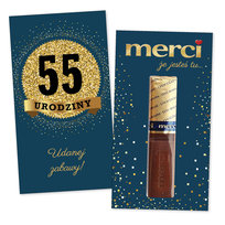 10x PODZIĘKOWANIA NA 55 URODZINY DLA GOŚCI merci lat - premium - GRANATOWY
