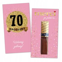 10x PODZIĘKOWANIA NA 70 URODZINY DLA GOŚCI merci lat - premium - RÓŻOWY