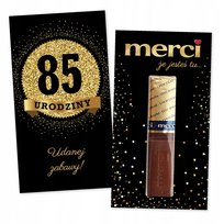 10x PODZIĘKOWANIA NA 85 URODZINY DLA GOŚCI merci lat - premium - CZARNY