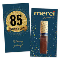 10x PODZIĘKOWANIA NA 85 URODZINY DLA GOŚCI merci lat - premium - GRANATOWY