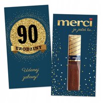 10x PODZIĘKOWANIA NA 90 URODZINY DLA GOŚCI merci lat - premium - GRANATOWY
