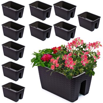 10x Skrzynka Doniczka 27,2 cm x 39,6 cm Rattan Umbra Brąz 13 L poręcz balustrada - Botle