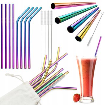 10x SŁOMKI RURKI METALOWE WIELORAZOWE CZYŚCIKI EKO - DomowyŚwiat