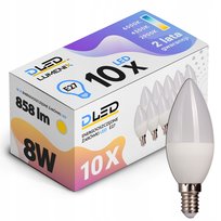 10X Żarówka Led E14 858Lm 8W Świeczka CCD Neutralna