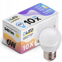 10x Żarówka LED E27 540lm 6W KULKA NEUTRALNA