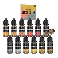 12 szt. METALICZNE DO ŻYWICY EPOKSYDOWEJ | BARWNIKI DO ŻYWIC UV | 12 x 10ml
