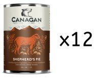 12x KARMA MOKRA DLA PSA bez zbóż bez cukru Canagan Shepherd's Pie jagnięcina puszka 400g