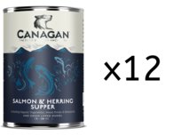 12x KARMA MOKRA DLA PSA bezzbożowa bez cukru Canagan Salmon Herring łosoś śledź puszka 400g