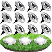 12x LAMPA SOLARNA OGRODOWA GRUNTOWA WBIJANA NAJAZDOWA 16 LED ŚWIECĄCY DYSK