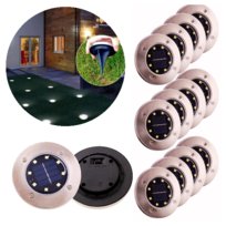 12X Lampki Solarne Ogrodowe Najazdowe Gruntowe Wbijane Świecące Dysk Zimne