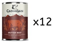 12x MOKRA KARMA DLA PSA bezzbożowa bez cukru Canagan British Beef wołowina puszka 400g