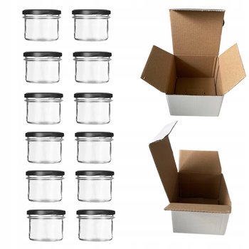 12x Słoik TO-235ml Szklany do Świec + 12x Karton + 12x Czarne Zakrętki - ZoZoBlask