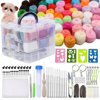 130 ELE DUŻY ZESTAW DO FILCOWANIA XXL CZESANKI IGŁY WEŁNA CZESANKOW - Zakręcony Koszyk