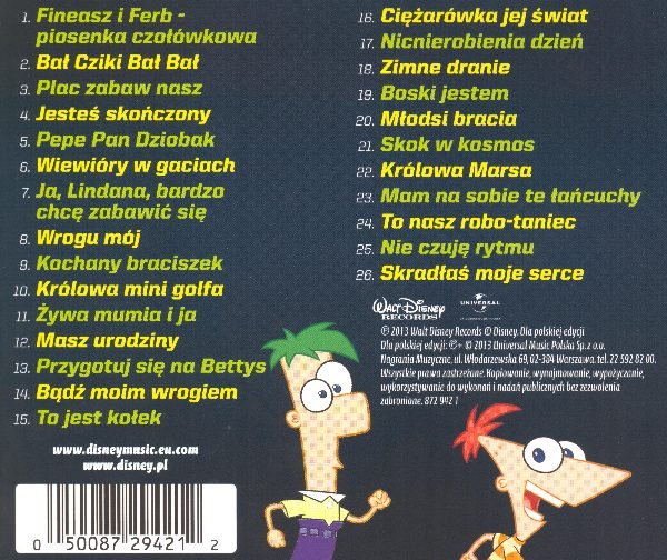 Fineasz I Ferb Wiewióry W Gaciach Mam Tekst Fineasz i Ferb: Ferbastyczne hity - Various Artists | Muzyka Sklep
