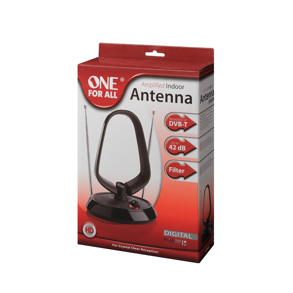 Antenne TV TNT HD UHF VHF FM Intérieur Amplifiée ONE FOR ALL SV9143