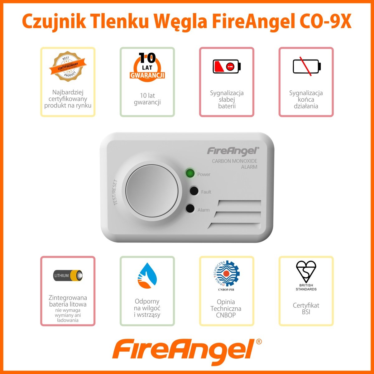 Czujnik czadu FIREANGEL CO9X Sprue Safety Products Ltd Sklep