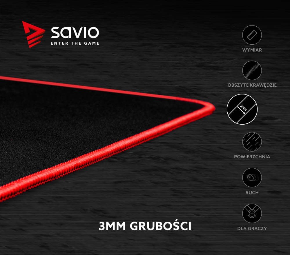 SAVIO Black Edition Turbo Dynamic S podkładka gamingowa 250 x 250 mm