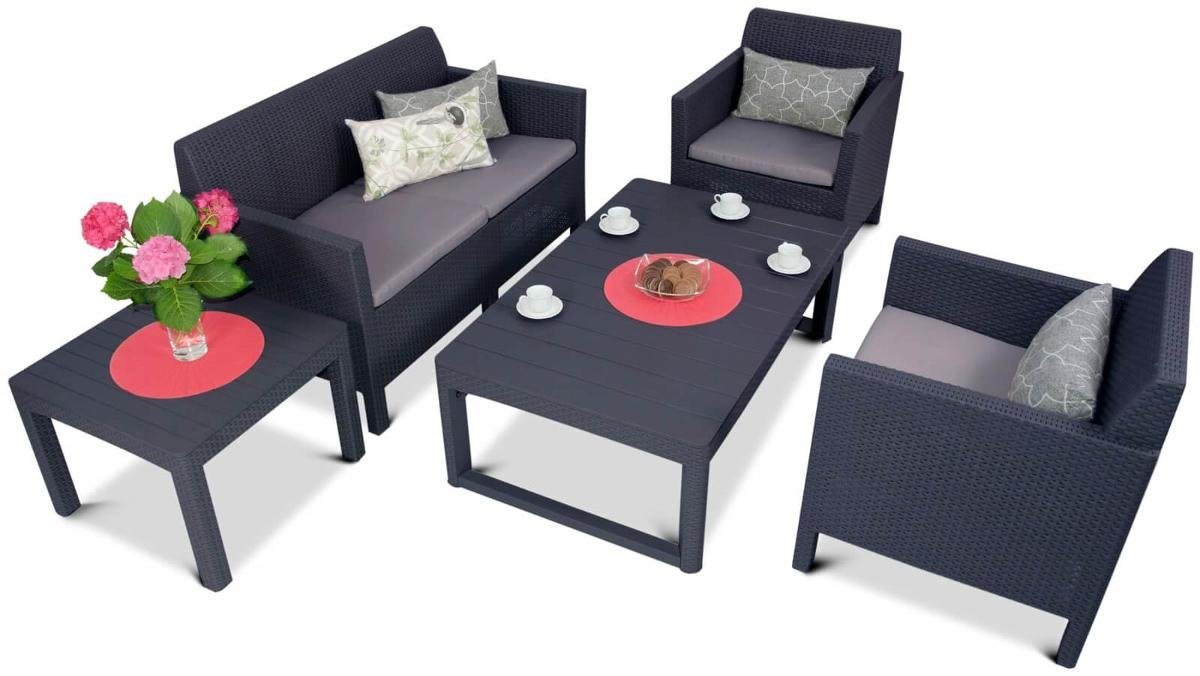 Zestaw mebli ogrodowych ALLIBERT Orlando Set Lyon II, grafitowoszary