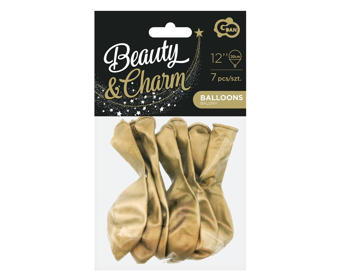 Balony Beauty&Charm, platynowe złote 12/ 7 szt. - GoDan