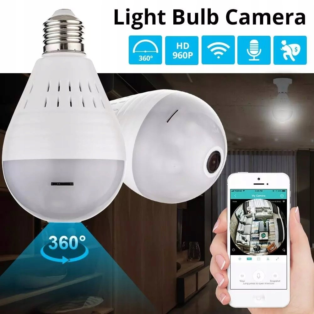 Żarówka LED kamera WiFi monitoring 360 mikrofon - Frahs | Sklep EMPIK.COM