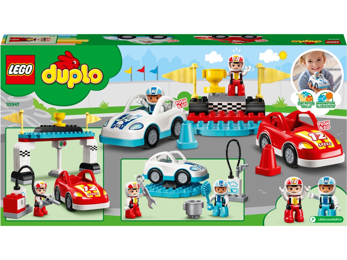Klocki Lego Samochody Do Skladania LEGO DUPLO, klocki Town, Samochody wyścigowe, 10947 - LEGO | Sklep