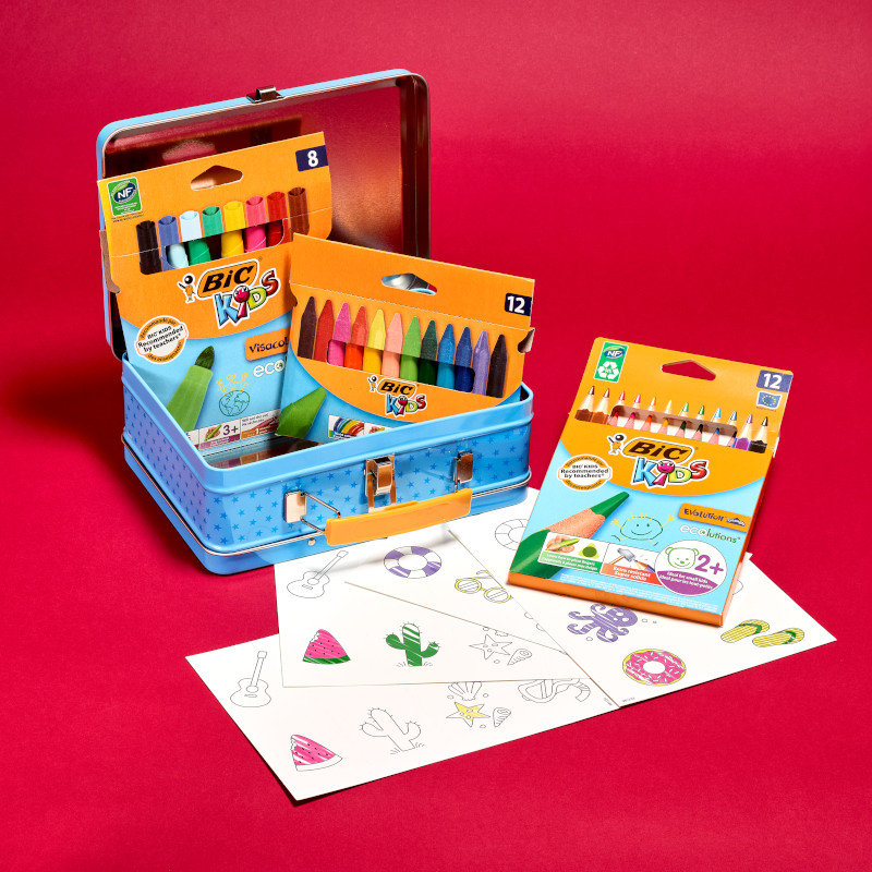 BIC Kids Memory Game Estojo de viagem: lápis, ceras, marcadores, 32 peças -  Cupões Tá Fixe