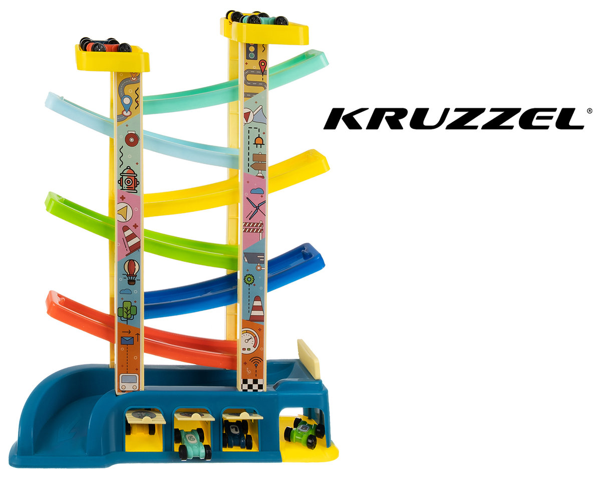 Duża Zjeżdżalnia Tor z Autkami 6 Zjazdów + 8 Autek KRUZZEL