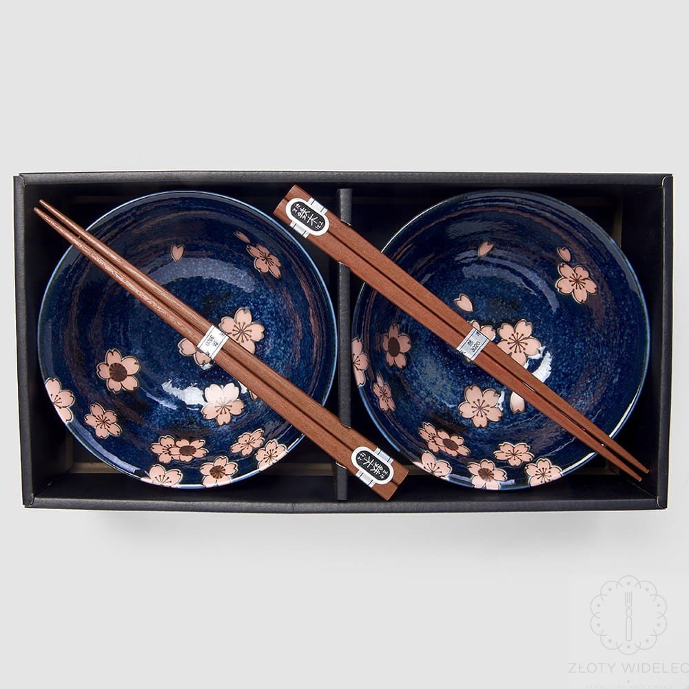 Made in Japan zestaw do sushi 2 miseczki z pałeczkami 500 ml