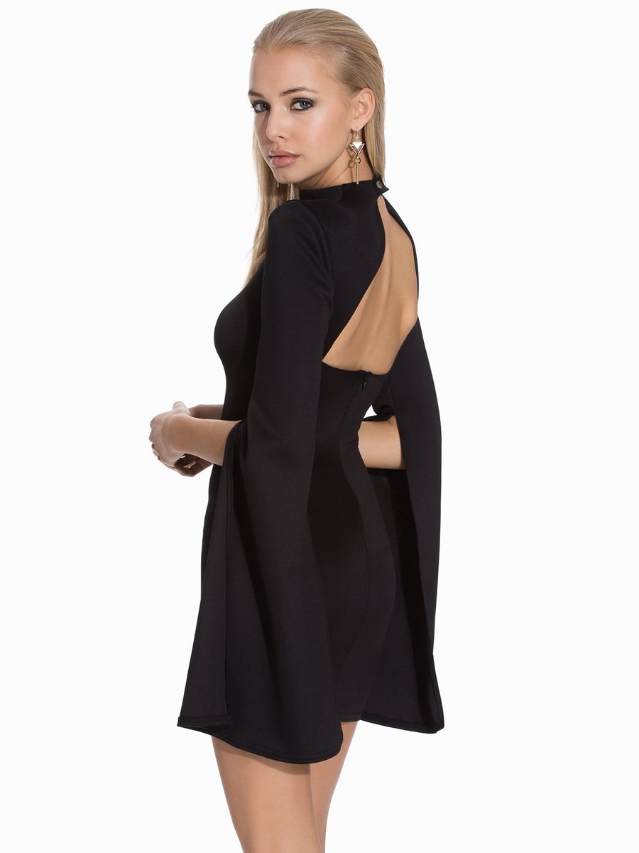 Czarna sukienka mini z rozciętymi rękawami John Zack L  | Moda  Sklep 