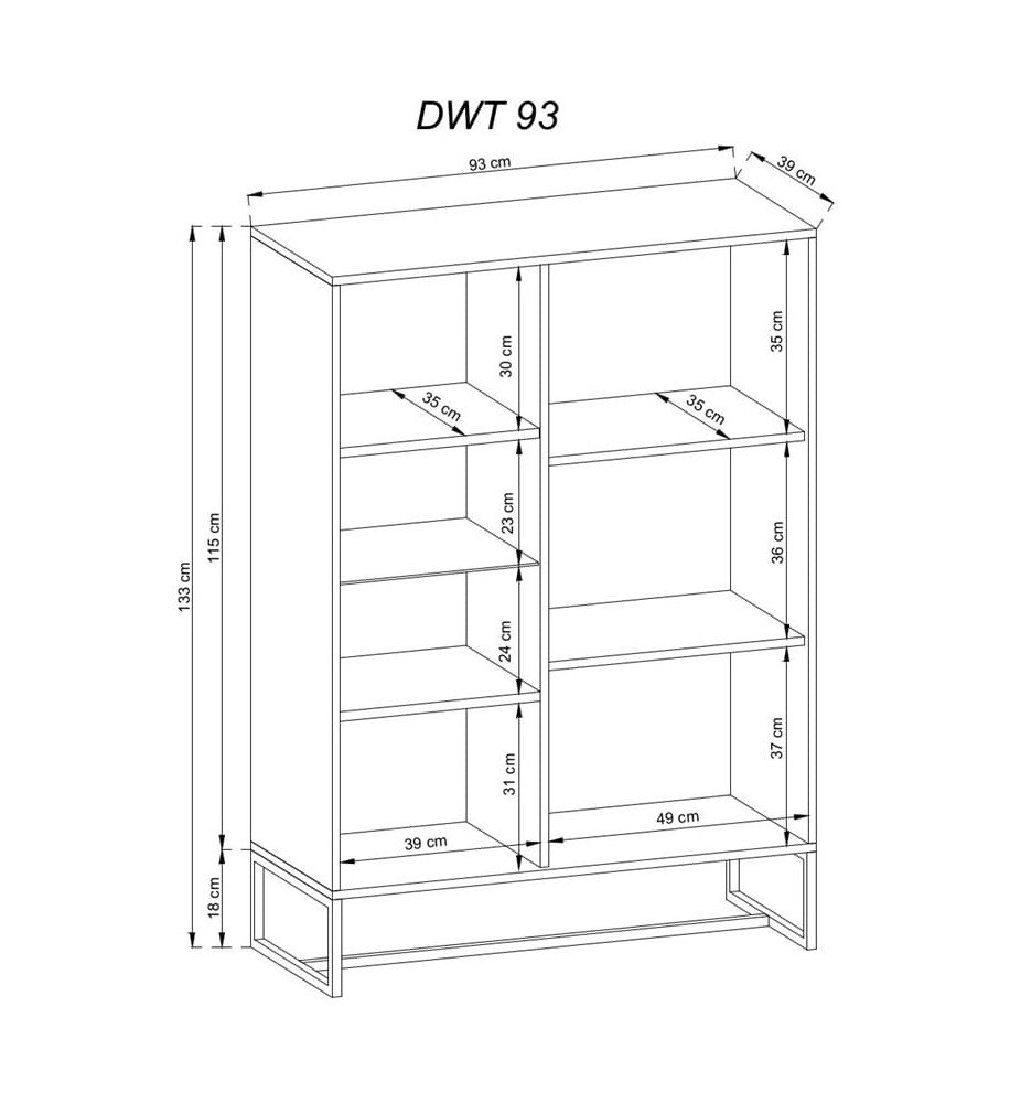 Witryna Stojąca Amber Awt93 Dąb Artisan Metal BIM Furniture Sklep EMPIK COM