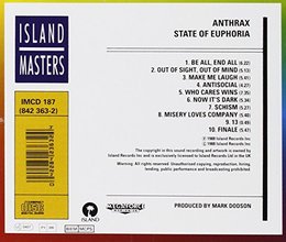 【LP】ANTHRAX　STATE OF EUPHORIA Anthrax – State Of Euphoria – Vinyl (LP, Album, Picture Disc