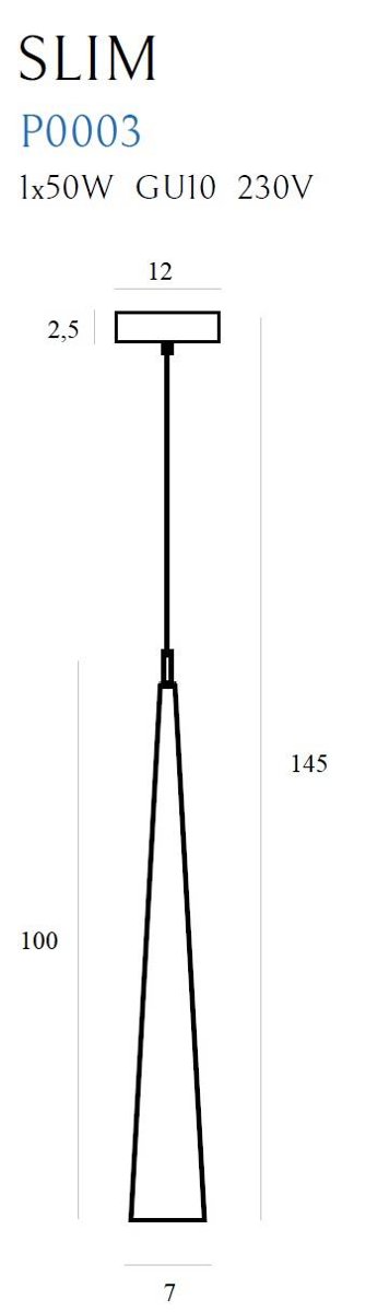 Metalowa LAMPA wisząca SLIM P0003 Maxlight stożkowa OPRAWA