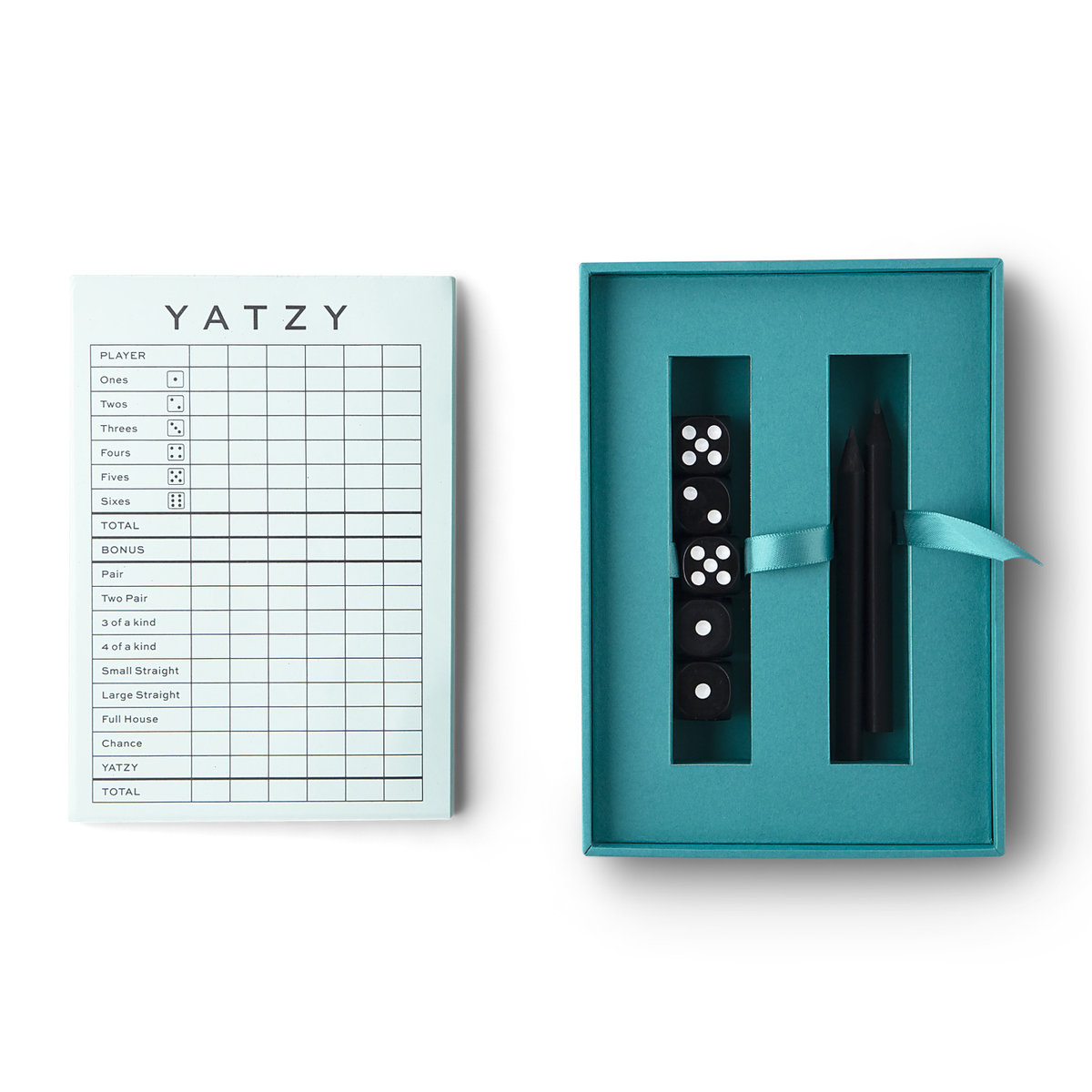 Gioco Da Tavolo Classico Yatzy In Dadi - Printworks - Set Elegante Con 5 Dadi Neri, Matite E Blocco Segnapunti Da 50 Pagine - 3