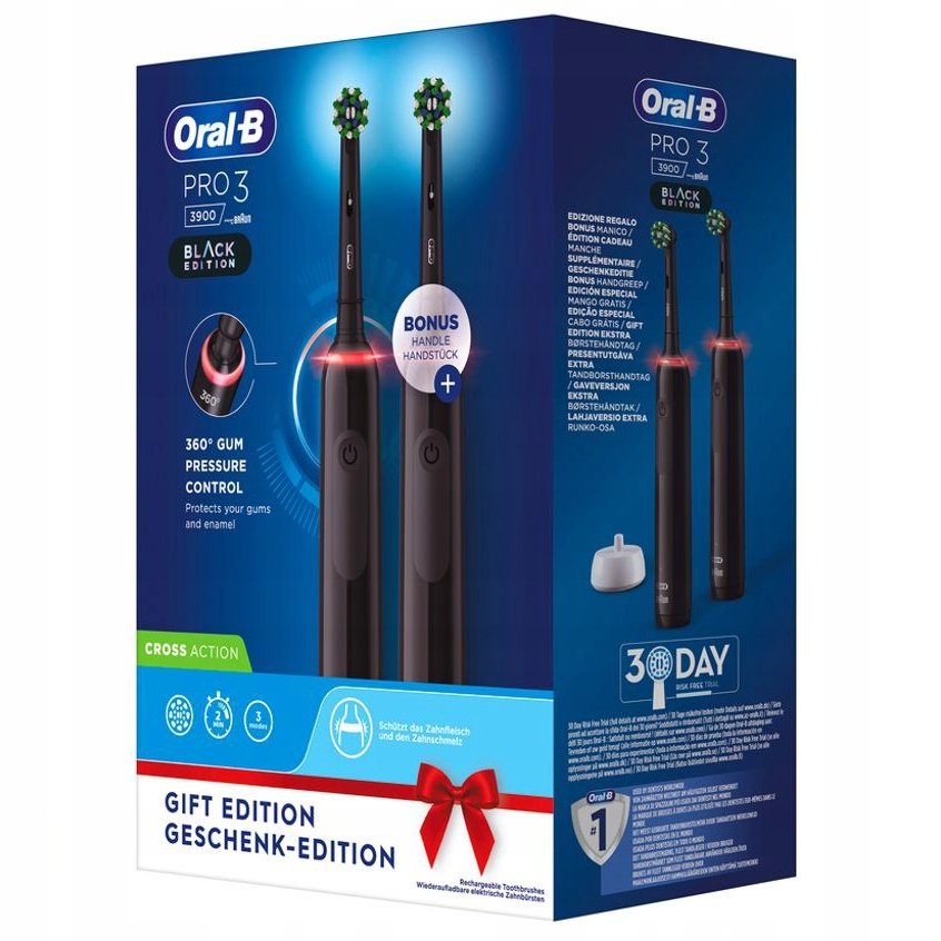 Szczoteczka Oral-B Pro 3 3900 Black Edition Dwupak + 4 Precison W/a ...