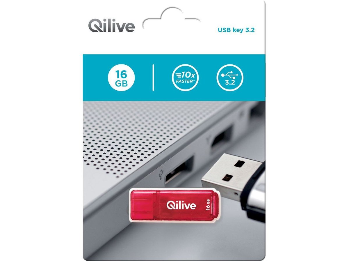 QILIVE Clé USB 64GO USB 3.2 K103 - Gris pas cher 