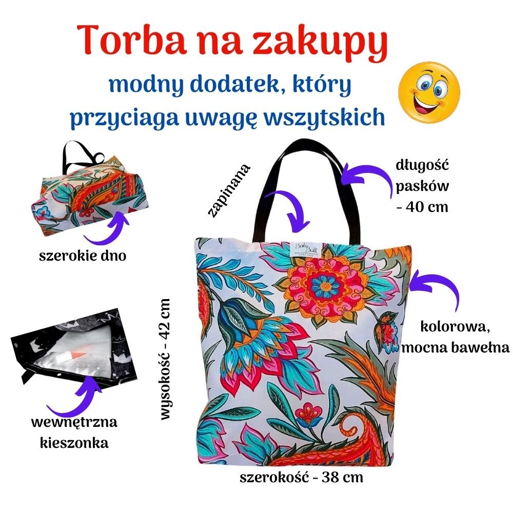 Torba na zakupy bawełniana siatka eko shopperka / BabyBall