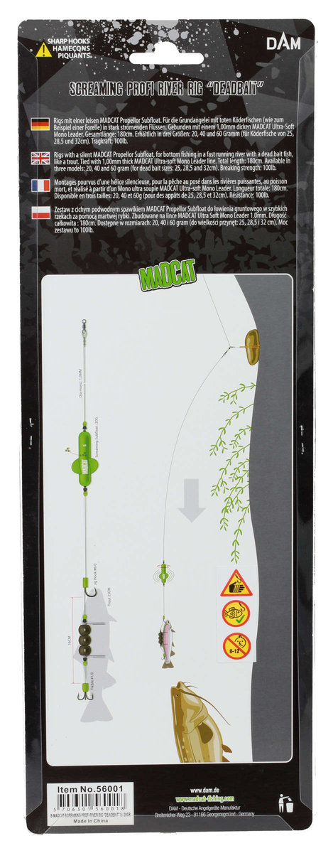 Finale Madcat Screaming Profi River Rig Deadbait – S 20g, Per Esche Morte, Per Fiumi Con Forte Corrente, Ganci 1/0 + 6/0 - 2
