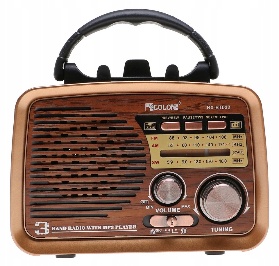 Przenośny, klasyczny design vintage FM/AM/SW MP3 stereo głośnik