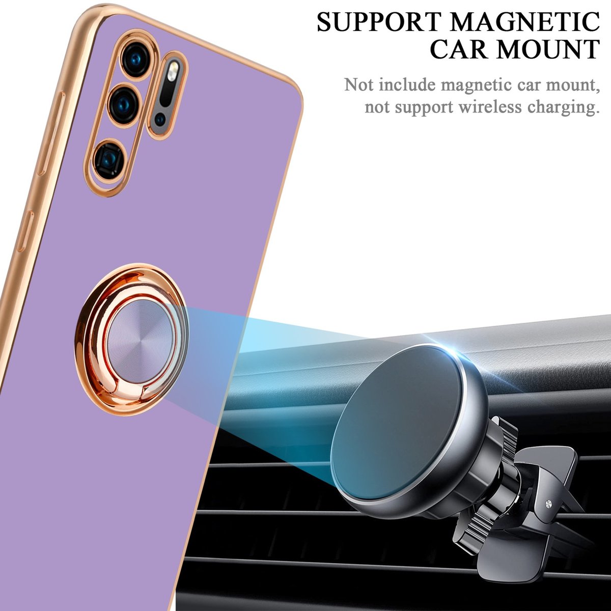 Uposao Huawei P30 Lite Funda de Cuero con Tapa Étui,Diamante Cristal