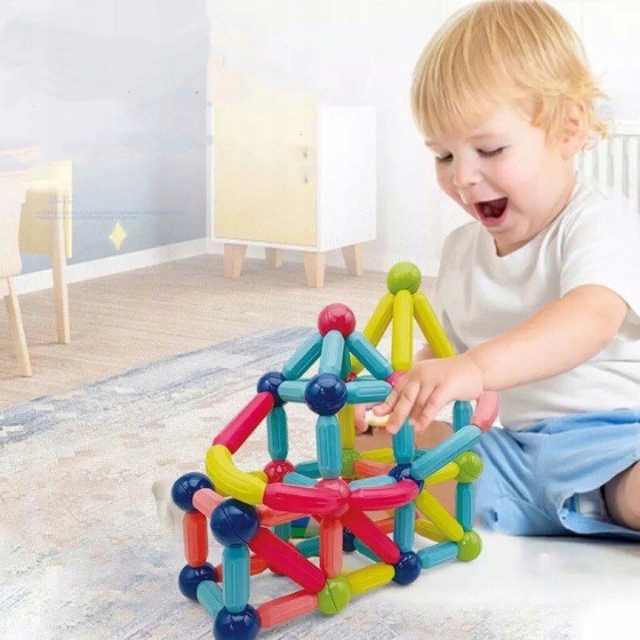 Toppik 豪華セット Klocki Magnetyczne MEGA ZESTAW Magnetic Sticks XXL 128 sztuk