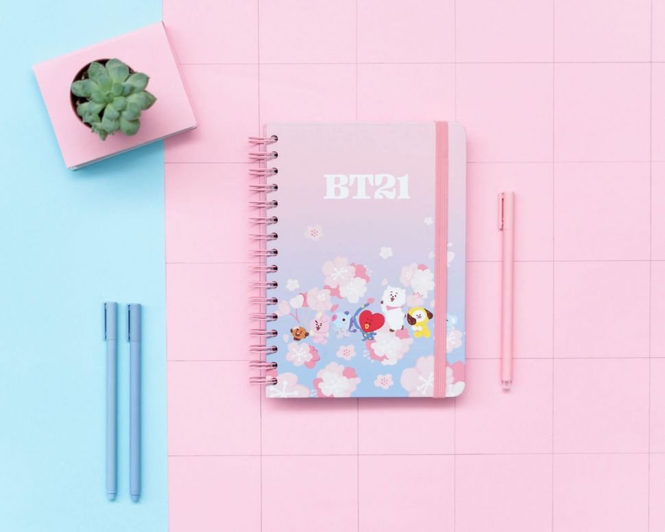Notes A5 BTS BT21 Cherry Blossom 90 kartek linie Prezent dla