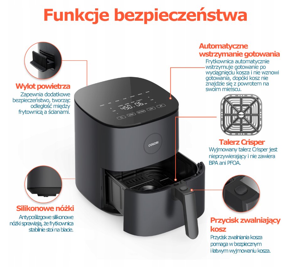 Cosori Pro LE CAF-L501-KEUE 4.7L czarny air fryer - Inna marka