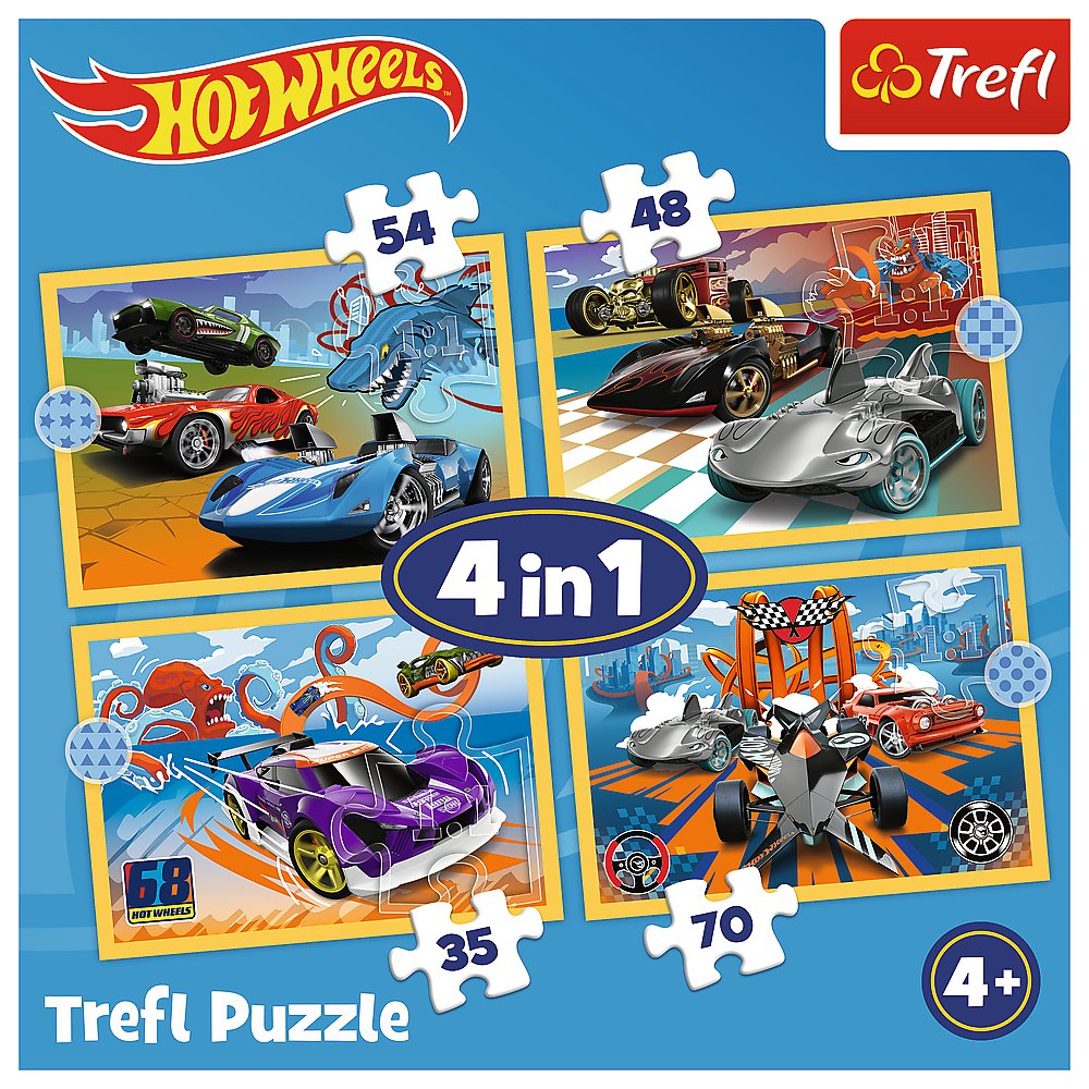 ミニカー 45台セット Puzzle, 4w1, Pojazdy Hot Wheels, 35-48-54-70 el. - Trefl | Sklep