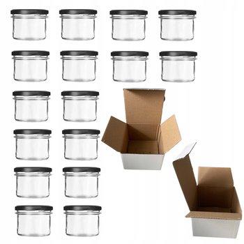 16x Słoik TO-235ml Szklany do Świec + 16x Karton + 16x Czarne Zakrętki - ZoZoBlask