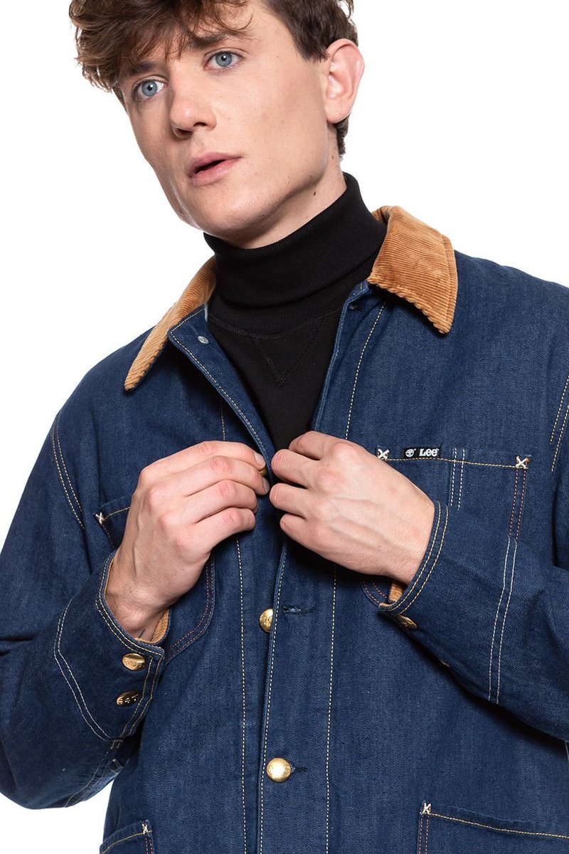 カ*ネ様 Lee×TIMBERLAND デニムカバーオール BOX JACKET Kurtka Jeansowa Lee X Timberland Box Jacket Rinse L87Jgt36-M