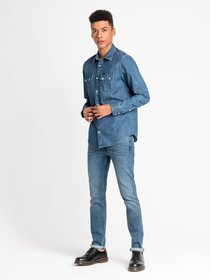 Johnny&#39;s - りる Męska Koszula Jeansowa Lee Rider Shirt Dipped Blue L851Plla