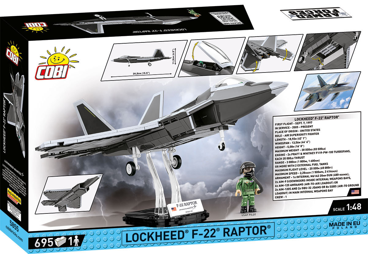 Klocki Cobi Armed Forces 5855 Samolot Lockheed F-22 Raptor 695 Kl