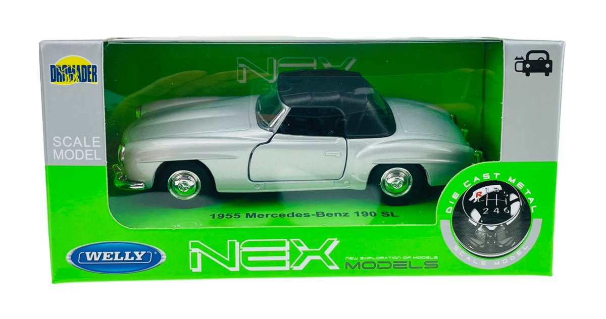 WELLY 1955 MERCEDES-BENZ 190 SL W121 Z DACHEM SREBRNY 1:34