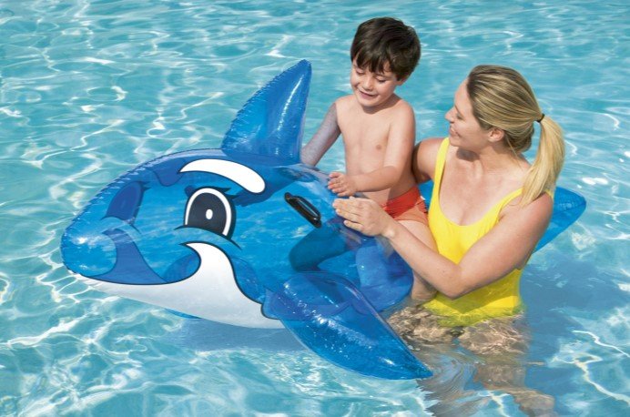 入浴用たんか　マナティー　青 Materac dmuchany wodny PONTON DELFIN 157cm DUŻY do pływania wody